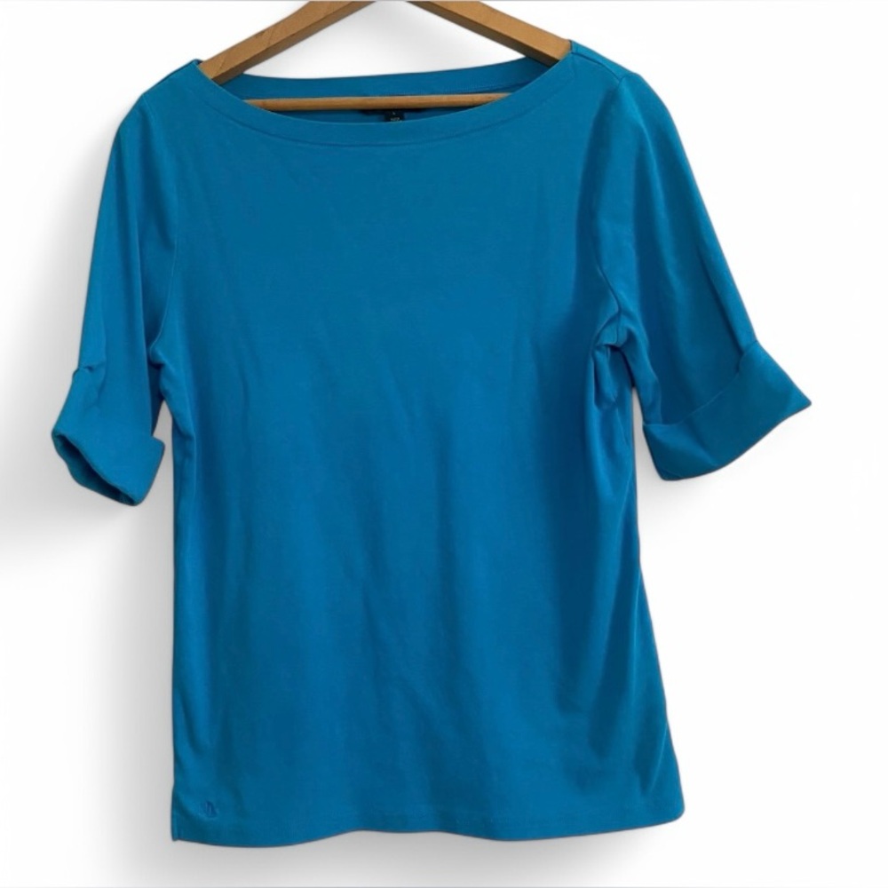Lauren Ralph Lauren Blue 3/4 Sleeve Shirt Size Large